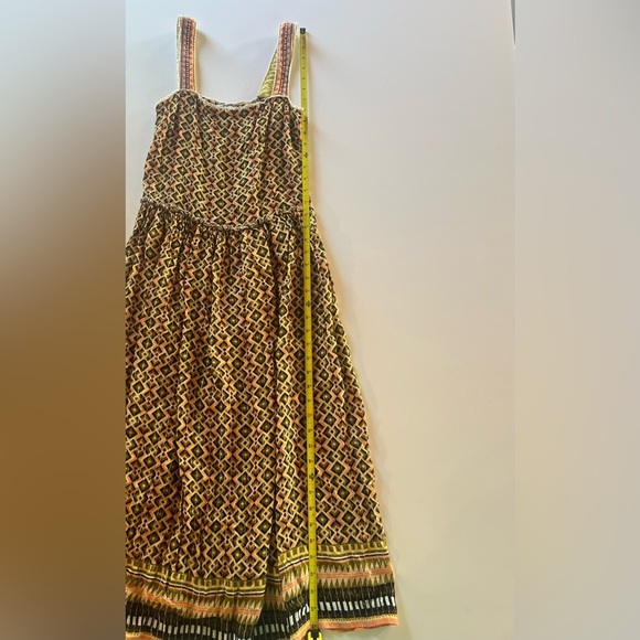 Conditions Apply green pink gold aztec beaded midi sundress sz S boho flowy - Picture 9 of 14